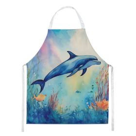 Dolphin Apron Cooking Kitchen Server Baking Crafts Gardening for Adult Women Men, Unisex, Large, Multicolor