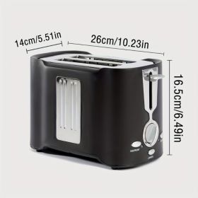 2 Slice Toaster, Quick & Even Results Every Time, Wide Slots Fit Any Size Bread Drop-Down Crumb Tray For Easy Clean Up, Stainless (Option: Black1)