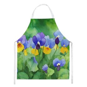 Illinois Violet in Watercolor Apron Cooking Kitchen Server Baking Crafts Gardening for Adult Women Men, Unisex, Large, Multicolor (Default: Default)