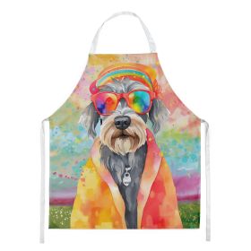 Schnauzer Hippie Dawg Apron Cooking Kitchen Server Baking Crafts Gardening for Adult Women Men, Unisex, Large, Multicolor (Default: Default)